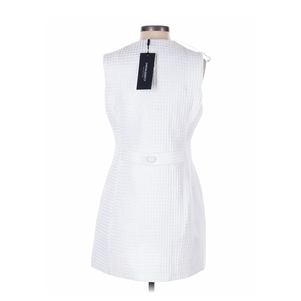 NWT Cynthia Rowley Sleeveless Button Front Shift Mini Dress White M - Picture 4 of 6